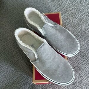 Vans Light Gray Fleece-Lined Slip-On Shoes Asher
